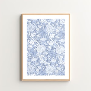 Fancy Love bloemen kunst aan de muur - lichtblauwe wilde bloemen Art Print - schattig decor slaapzaal - direct downloaden voor wanddecoratie Trendy esthetisch decor