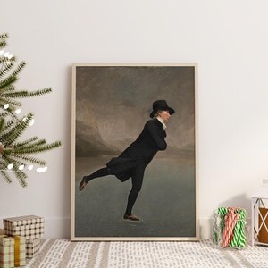 Vintage Ice Skating Minister Printable Wall Art - Christmas Wall Art - Holiday Merry Christmas Digital Print Traditional Holiday
