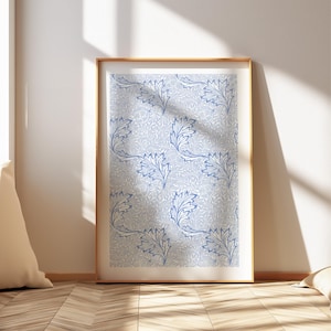 William Morris Blue Apple Floral Wall Art - Fancy Love Preppy Aesthetic - Light Blue Print Cute Dorm Decor Digital Download Trendy Decor