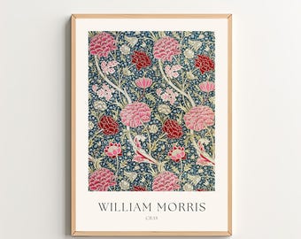 WILLIAM MORRIS Pink Floral Cray Vintage Art Print Art Nouveau Wall Art Bedroom Decor Printable Wall Art Maximalist Art Digital Download