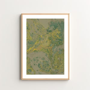 Green Yellow Marbled Abstract Wall Art - Midcentury Minimalist Neutral Decor - Living Room Bedroom Wall Art - Aesthetic Decor