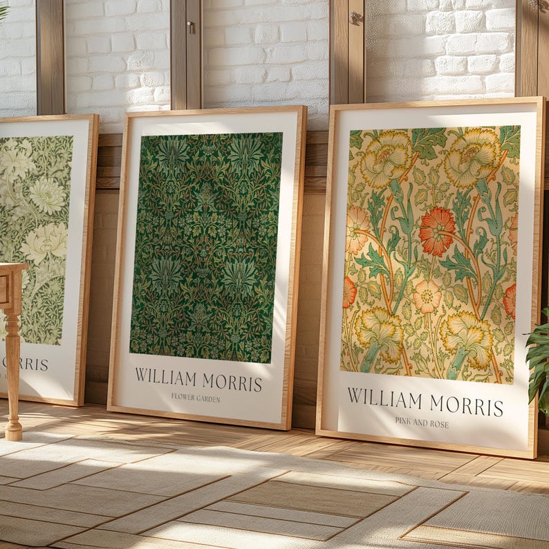 William Morris Beige Brown Neutral Botanical Wall Art Prints Posters Pictures | UK