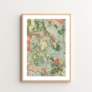 Green and Pink Marbled Abstract Wall Art - Midcentury Minimalist Neutral Decor - Living Room Bedroom Wall Art - Modern Aesthetic Decor