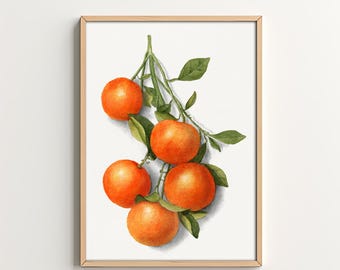 Kitchen Art Print Orange Fruit Wall Art Kitchen Decor Printable Wall Art Home Decor Digital Download Dining Room Art Vintage Kitchen Art