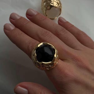 Gemstone Ring, Vintage Irregular Chunky Gold Rings, Handmade Elegant Jewellery For Women, Party Jewellery, Adjustable Ring, Gift For Her/Him