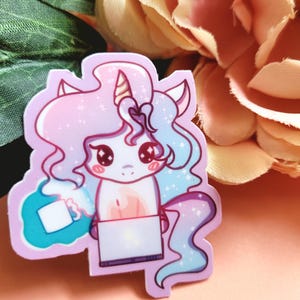 Crash Out de licorne | Joli autocollant motivant en vinyle imperméable