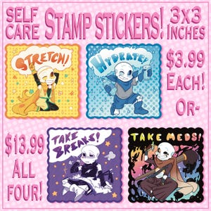 Undertale AU/UTMV Self Care Reminder Stamp Stickers SERIES 1