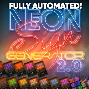 Neon Sign Generator 2.0 - Editable Photoshop Template with Plugin for Generating Neon Signs Color Variants Files