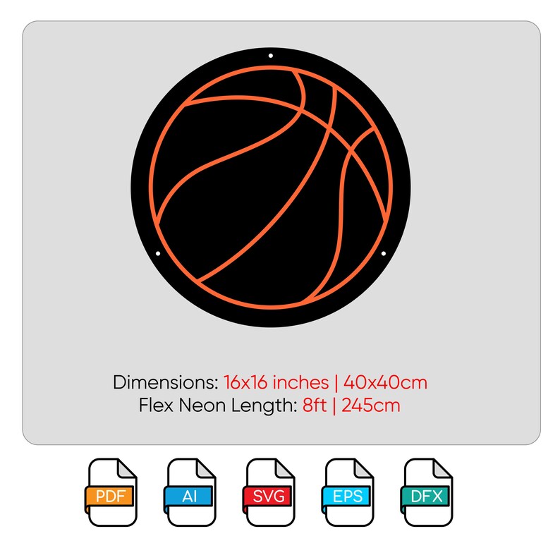 DIY Basketball LED Neon Sign, SVG to Make Your Own Neon Sign, Template ...