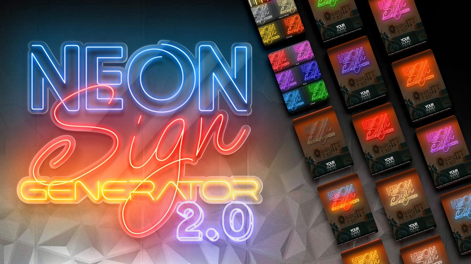 Neon Sign Generator 2.0 - Editable Photoshop Template With Plugin for ...