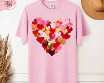 Comfort Colors Valentines Day Heart Shirt, Womens Valentines Day Shirt, Teachers Valentines Day Shirt, Cute Valentine Shirt, Valentine Gifts