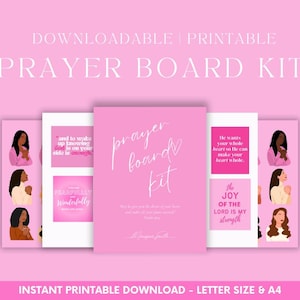Kit de quadro de oração rosa 2025, quadro de oração para meninas para impressão, pedidos de oração, envelopes de oração, cabeçalhos de quadro de oração, kit inicial de quadro de oração