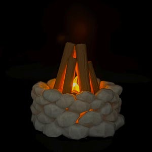 Rustic Campfire LED Tea Light – 3D Printed Campfire Lamp for Cabin Décor, Cozy Flameless Candle Night Light Gift