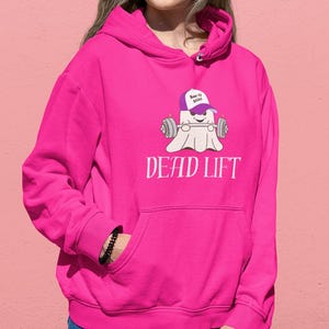 Ghost Deadlifting Hoodie, Spooky Weightlifting Sweatshirt, Funny Workout Pullover, Halloween Gym Jumper, Cute Boo Powerlifting Hoody
