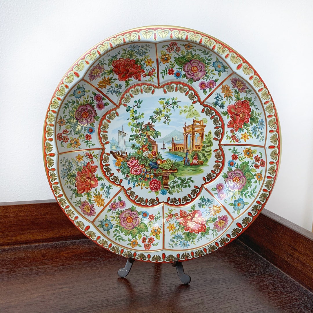 Tin Bowl Decatur Daher Decorative Vintage Tin Bowl - 1970s Tin Bowl - English Flowers - Etsy