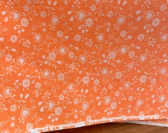 Orange and White Flower Ditzy Vintage Quilting Fabric - Vintage Fabric - Calico / Ditsy / Floral / Vintage Quilting Fabric - Quilt Repair