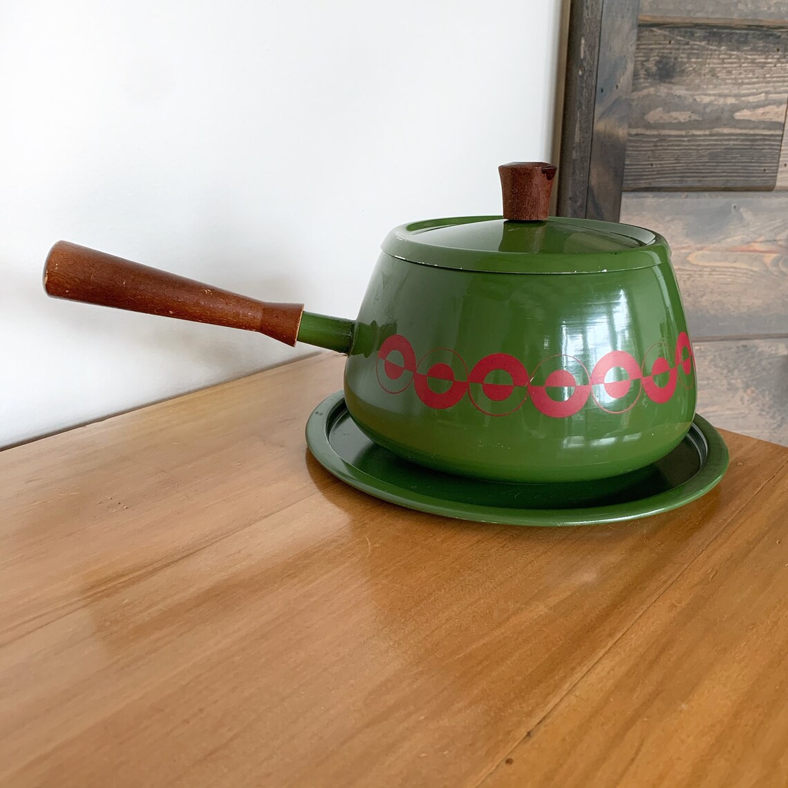 Vintage 1960s Mod Fondue Pot with Tray and Lid Green with Etsy