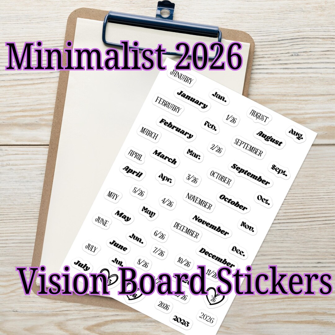 2026 Vision Board Basic, Minimalist {55} Sticker Sheet - Etsy