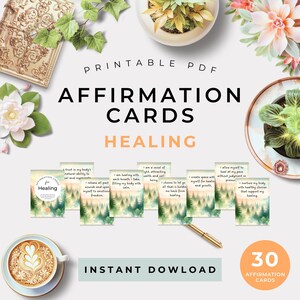 Cartes d'affirmation de guérison. Apaisant. Pensée positive. Aide personnelle. Consultation. Outils de coaching. PDF imprimable. Téléchargement numérique. N001