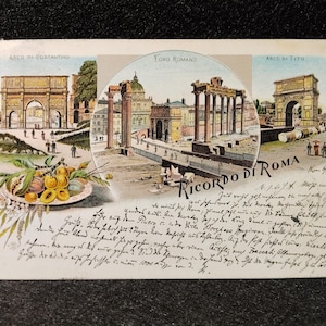 Postcard Italy.Ricordo di Roma. Lithography.