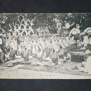 Cartão postal Ásia. Burma.Burmese Dance tipos traje folclórico Birmânia Myanmar.