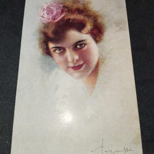 Carte postale glamour. Artiste signé. Dame de mode glamour. ARS NOVA Pc ITALIE.1919.
