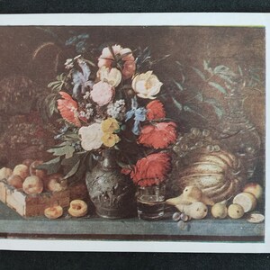 Cartolina dell'URSS I.T. Krutsky. Frutti e fiori (1839). 1937