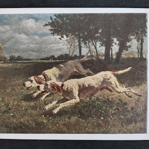 Cartolina dell'URSS 1929 Cani Troyon costanti a caccia.