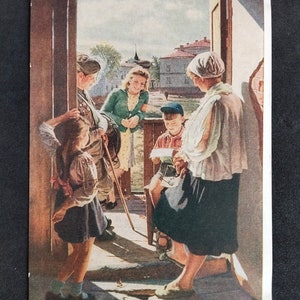 Postal URSS. Editora "Artista Soviético". Moscou 1955.A.L. Carta de Laktionov vista de frente.