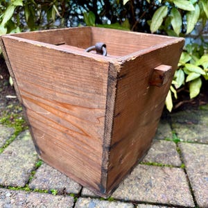Antique Hanging Bucket with Cast Iron Ring and Center Bar - Rustic Barn Cottage Farmhouse Decor, Flower Bucket, Distressed Vessel