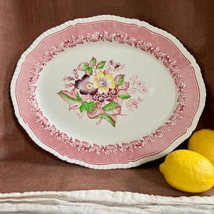 Vassoio floreale vintage Ridgways Devon-Ware: centrotavola in stile cottagecore inglese