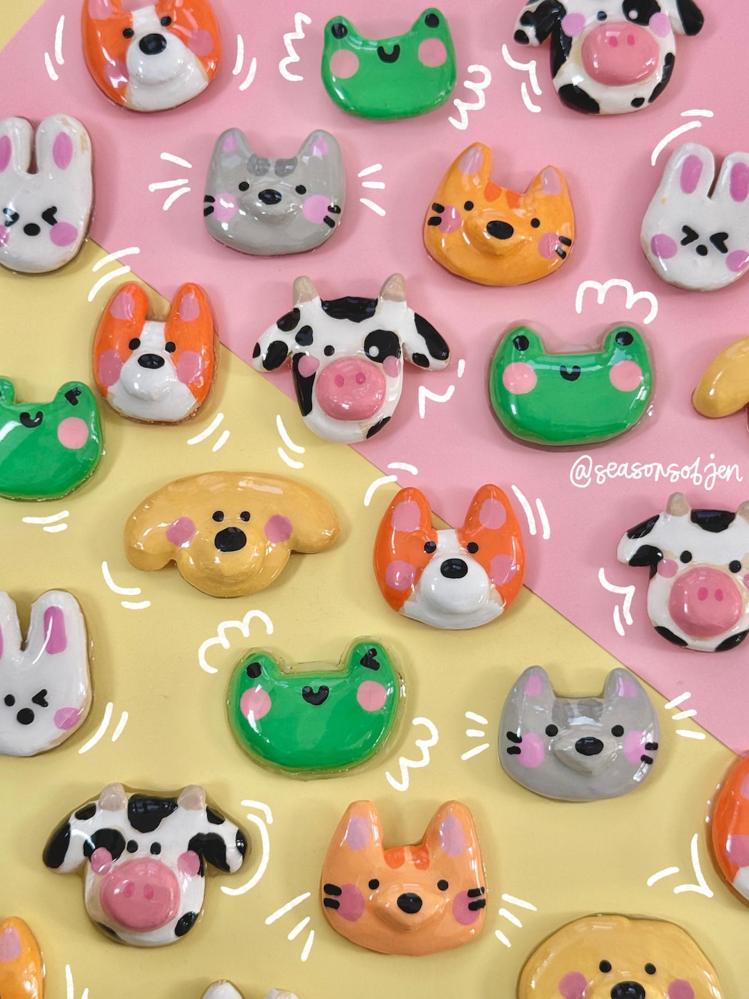 Handmade Animal Clay Magnet (corgi, Labrador Golden Retriever, Bunny ...