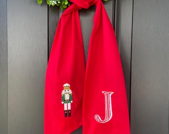 Christmas Wreath Sash with Nutcracker Option
