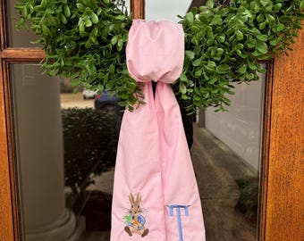 Pink Easter and Spring Wreath Sash with Easter Bunny Rabbit