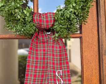 Christmas Wreath Sash with Optional Embroidered Initial