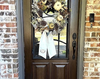 Deer antler initial wreath sash