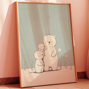 Family of Teddy Bears Print – Whimsical Nursery or Kids&#39; Room Wall Art – Sweet Bear Gift for Baby Showers, Birthdays, or Family Celebrations