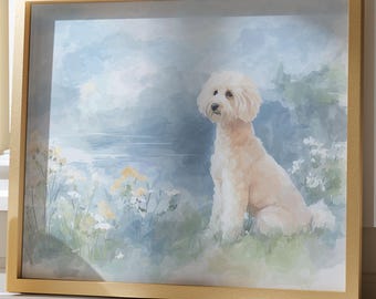 Watercolor Apricot Poodle Print – Peaceful Cottagecore Dog Art