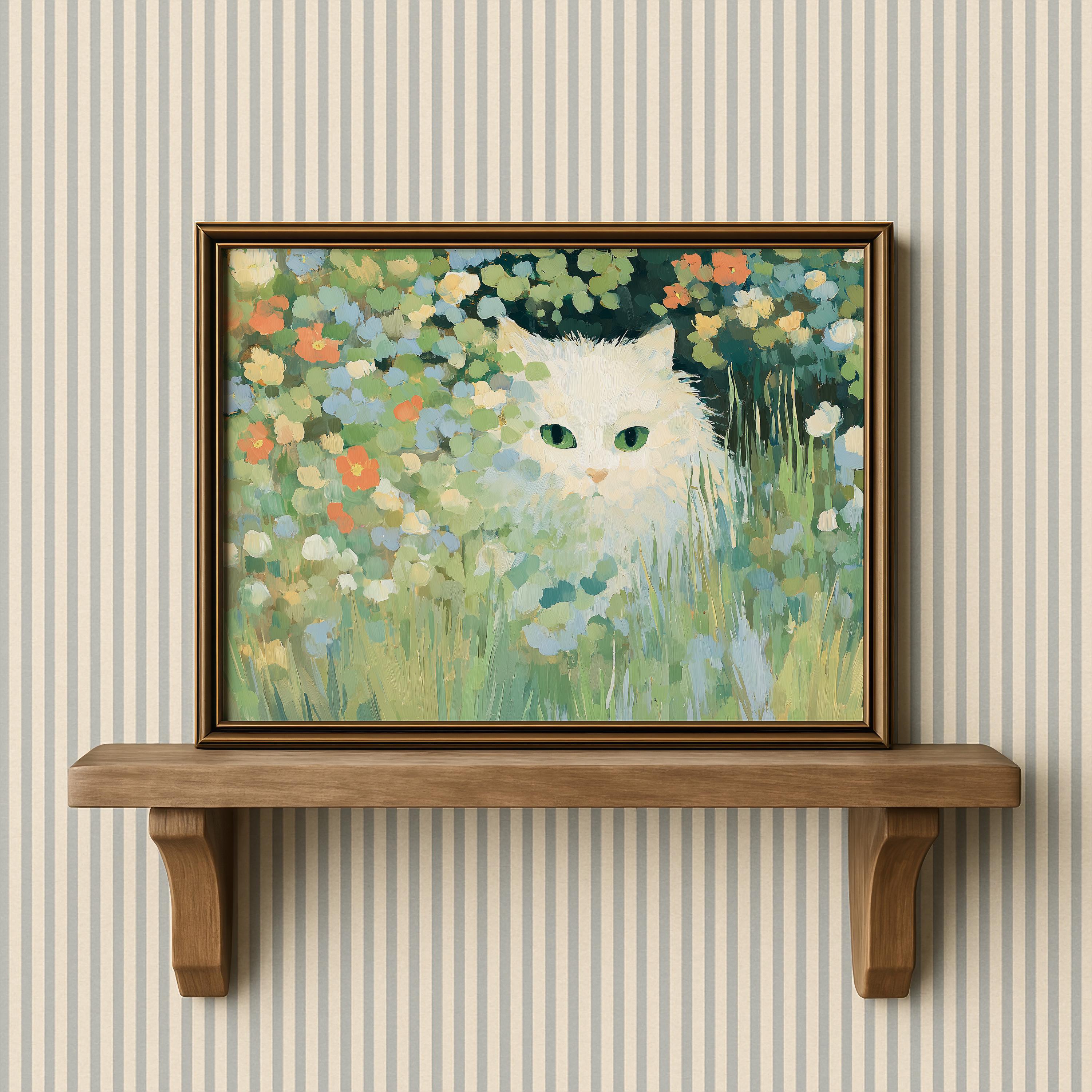 モネの猫のプリント – 印象派の花の庭の壁アート - Etsy 日本