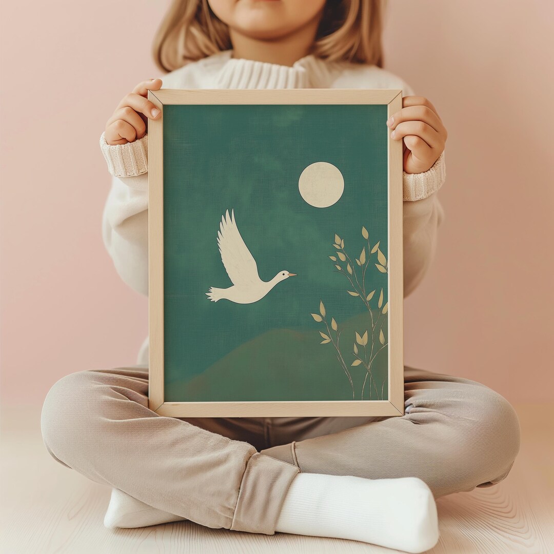 Silly Goose Wall Print | Cute Duck Poster | Dark Green Boy Nursery ...
