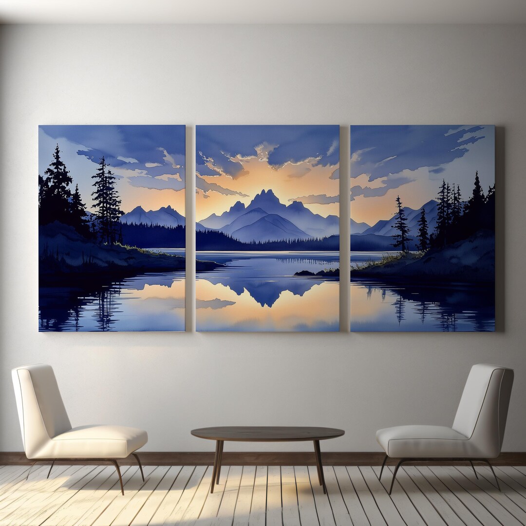 Mountain Sunset Digital Wall Art Set - Triptych Landscape Prints for ...