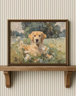 Golden Retriever Wildflower Print: Rustic Farmhouse Pet Portrait By RenfrewCountyPrints Designed by RenfrewCountyPrints Shop owned by Zach 2 years on Etsy