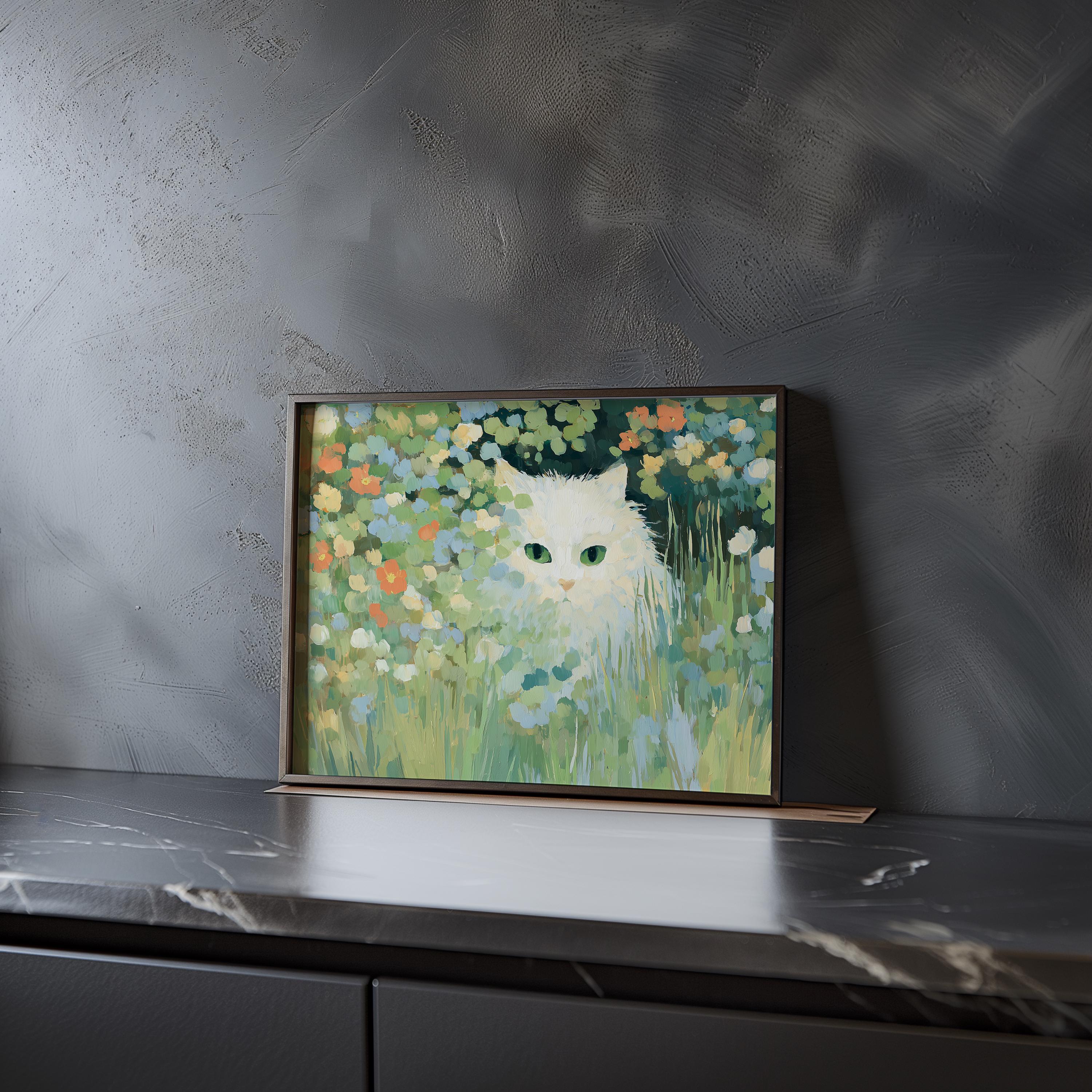 モネの猫のプリント – 印象派の花の庭の壁アート - Etsy 日本