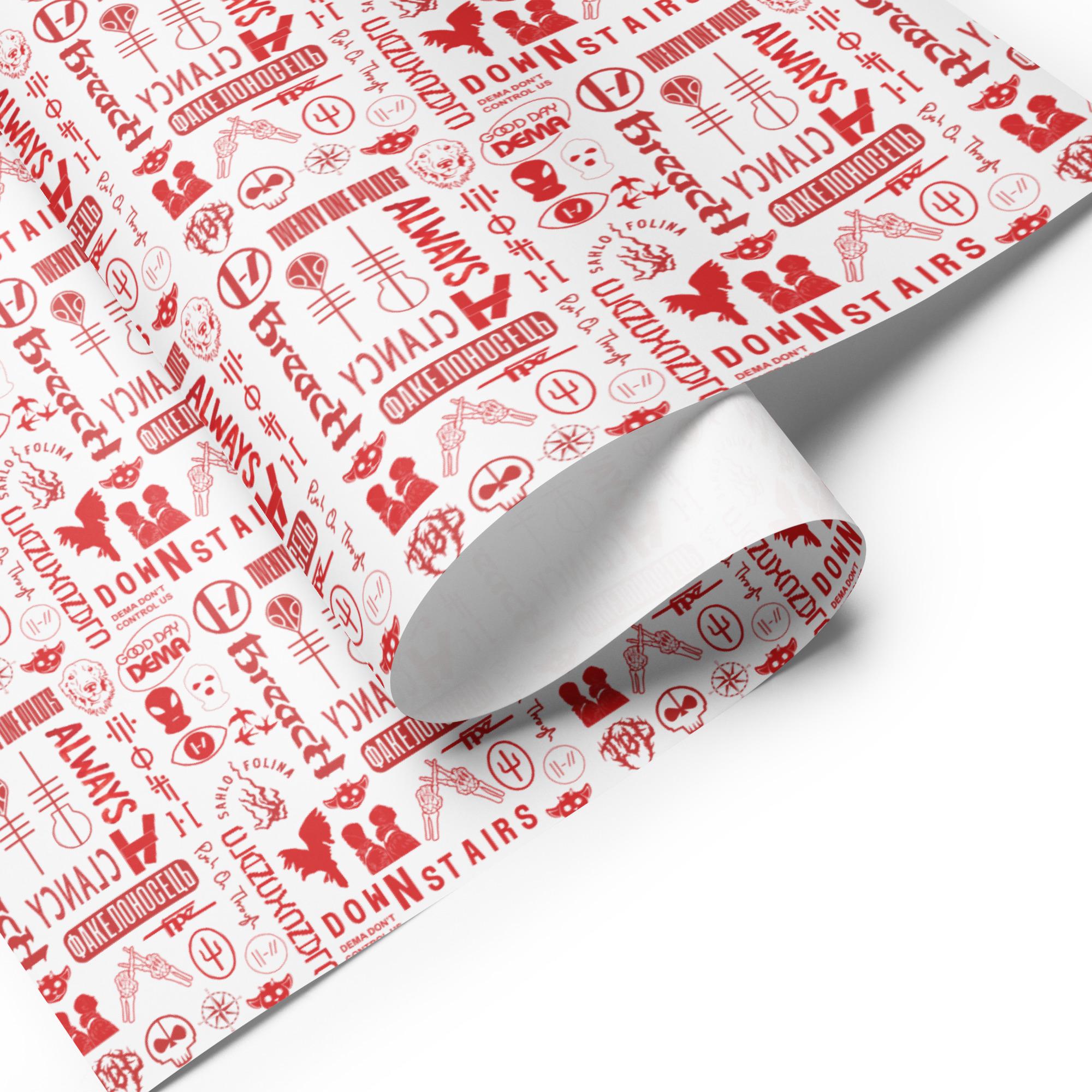 Twenty One Pilots Inspired Wrapping Paper - Fan Created - Red and