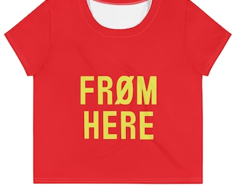 Red FRØM HERE All-Over Print Crop Top | Twenty-One Pilots Inspired Concert Tee