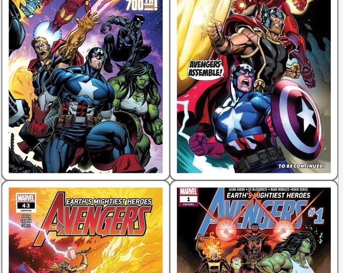 Avengers Sticker Sheet: Comic Cover Art Stickers (Waterproof)