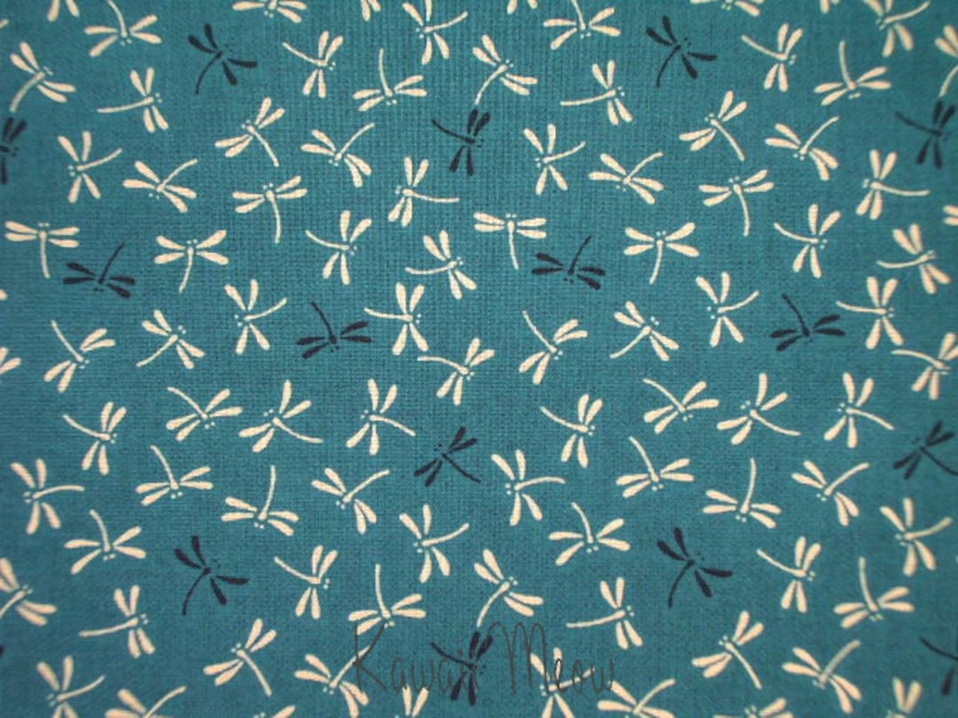 Beautiful Japanese Fabric - Dragonfly on Blue - Fat Quarter