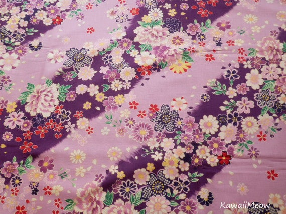 国内最安値! Japanese Kimono on Blossoms Cherry Sakura Yuwa - Fabric Clothing