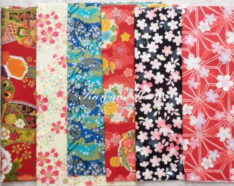 Scrap / Japanese Fabric - Kimono Print 6 pieces (1073)