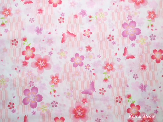 Elegant cherry blossom sakura kimono pattern in soft pink and white colors - traditional Japanese fabric design featuring delicate floral motifs perfect for Kyoto cultural experiences